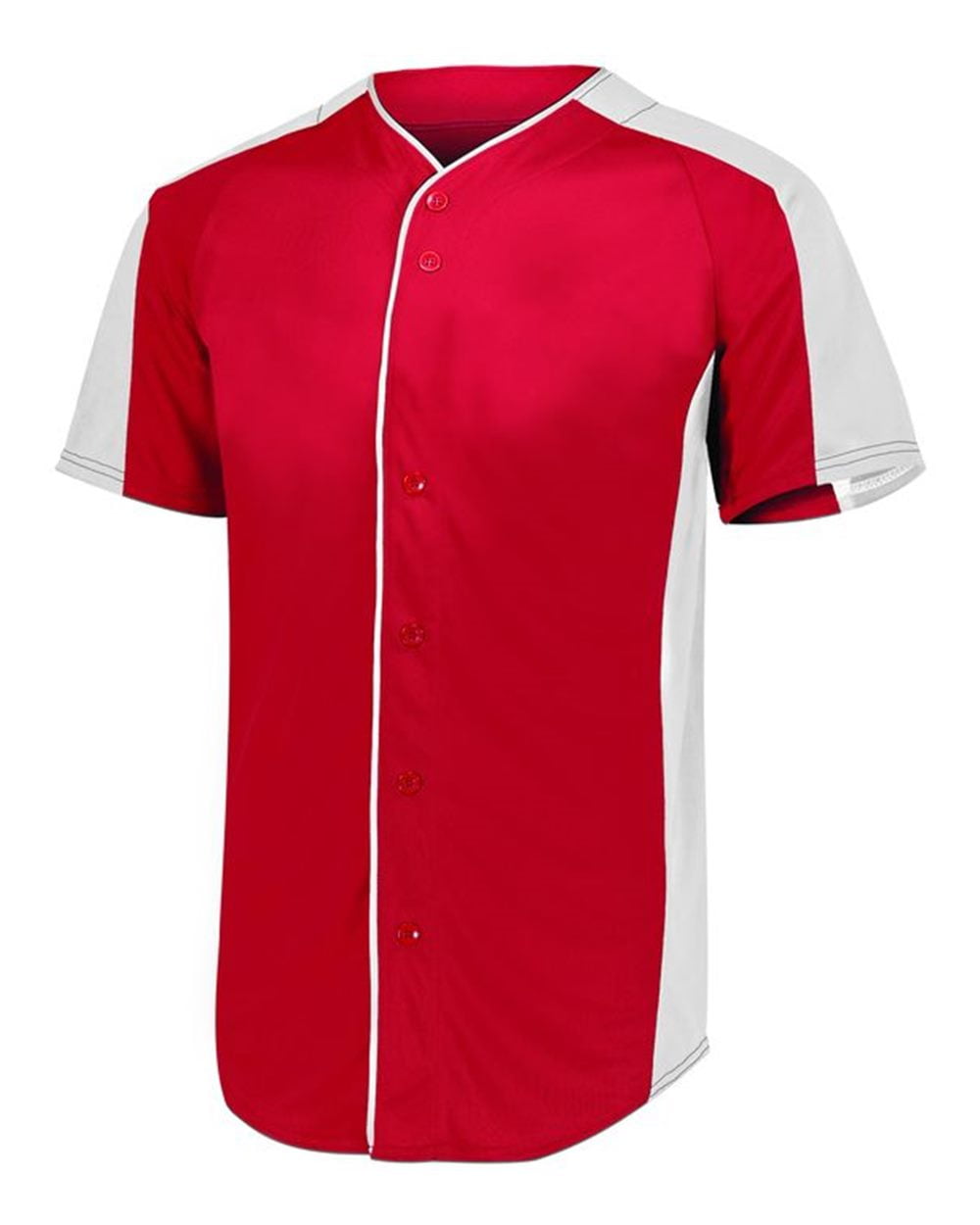 Youth Full Button Baseball Jersey Color Red/ White Size M