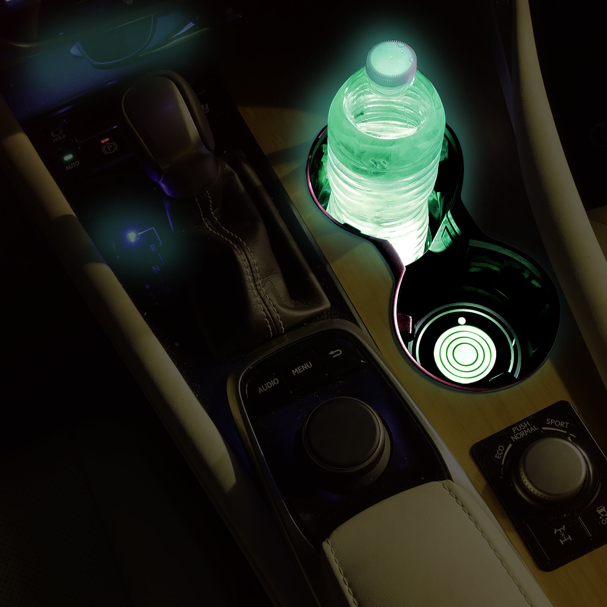 Xtreme Multi-Color LED Cup Holder Light, Color-Changing, Universal Car Compatibility, Automatic Night Switch, Smart Sensor, Micro-USB Cable for Recharging, 15 Day Charge 2 Pack