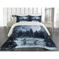 thumbnail image 2 of Ambesonne White Quilted Coverlet 3 Pcs, Moonlight Forest Bird, Queen Size, Blue White, 2 of 4