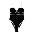 thumbnail image 5 of Womens One Piece Square Neck High Waisted Tummy Control Swimsuit - Solid Color Boho Cutout Vintage Bathing Suit for Beach Summer, 5 of 8