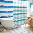 thumbnail image 5 of No Hook Shower Curtain, Grey Blue Striped Shower Curtains for Bathroom with See Through Top Window, Farmhouse Stripes Modern Abstract Art Waterproof & Washable Bath Curtain Stand Up Stall 36"x72", 5 of 9