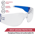 thumbnail image 4 of Safe Handler Clear Lens Blue Temple Safety Glasses, Fits Adult and Youth (Pack of 12), 4 of 9
