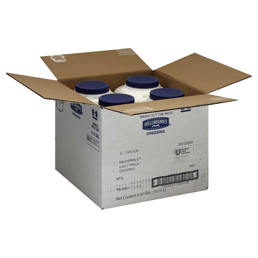 4 PACKS Hellmanns Light Ranch Dressing, 1 Gallon 4 per case.