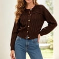thumbnail image 4 of Xdegoge Crop Cardigan for Women Long Sleeve Button Down Pointelle Hollow Out Lightweight Knit Sweater Casual Cozy Fall Outerwear, 4 of 6