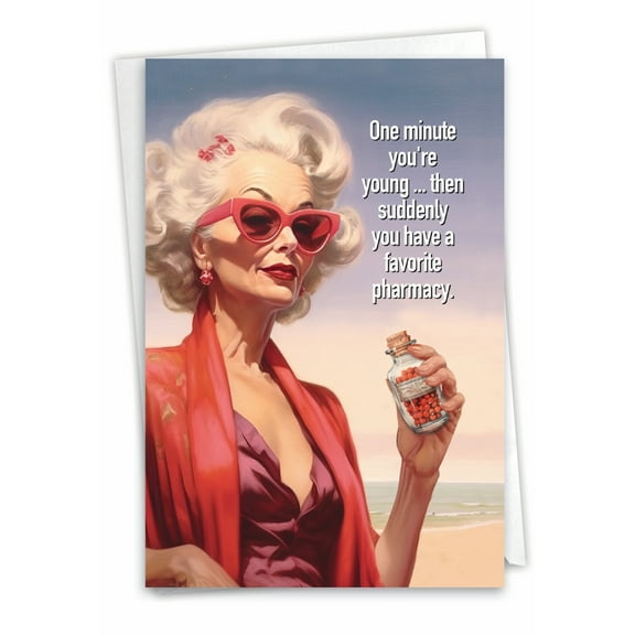 NobleWorks Funny Birthday Greeting Card with 5 x 7 Inch Envelope (1 Card) Bday Favorite Pharmacy C10069BDG