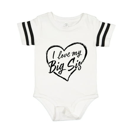 

Inktastic I Love My Big Sis in Black Chalk Heart Gift Baby Boy or Baby Girl Bodysuit