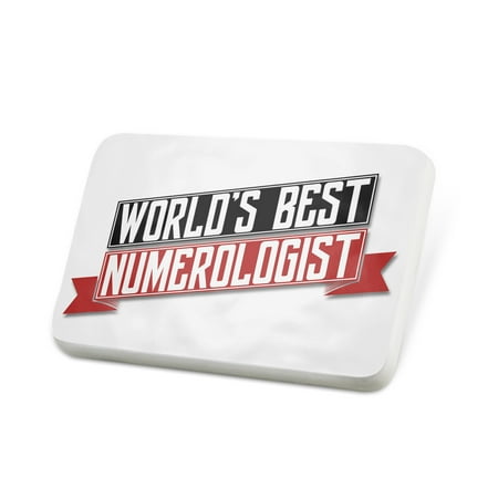Porcelein Pin Worlds Best Numerologist Lapel Badge –