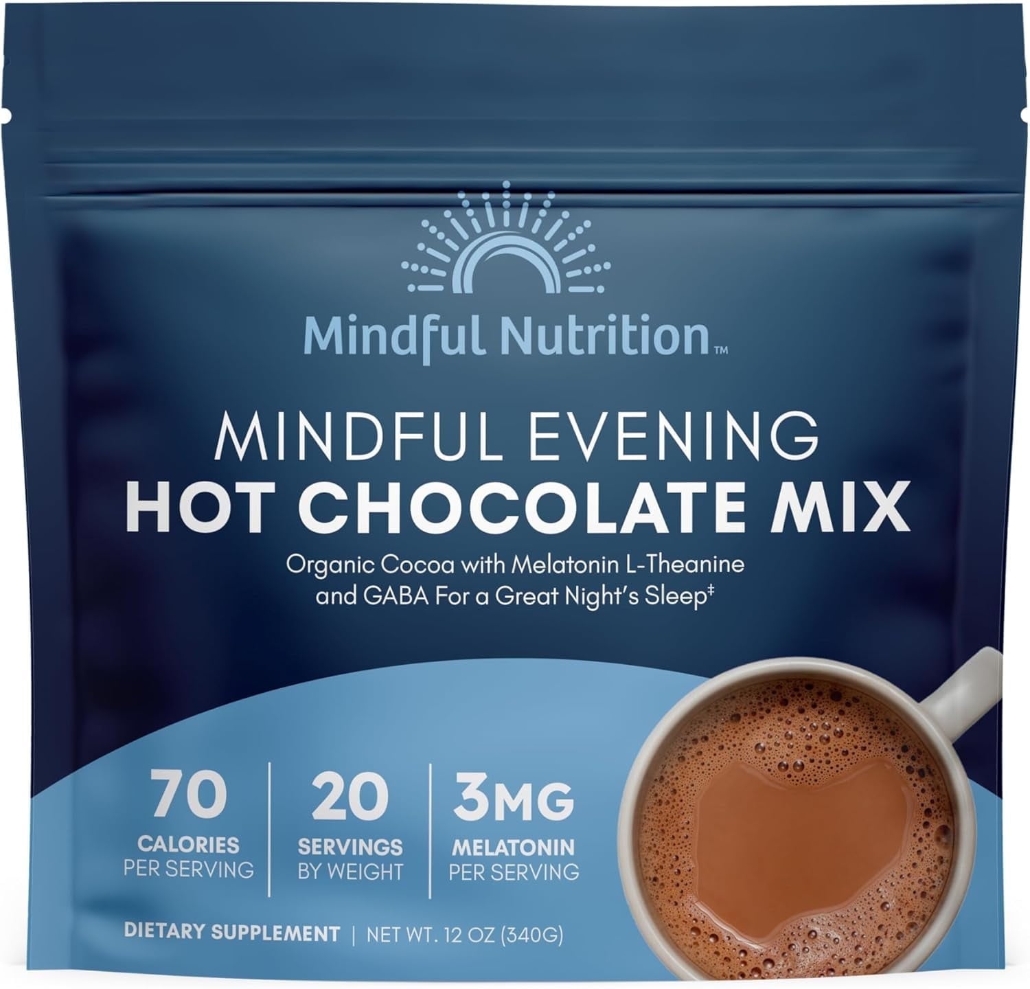 Mindful Nutrition Sleep Powder Cocoa Mix with Melatonin 3mg, GABA