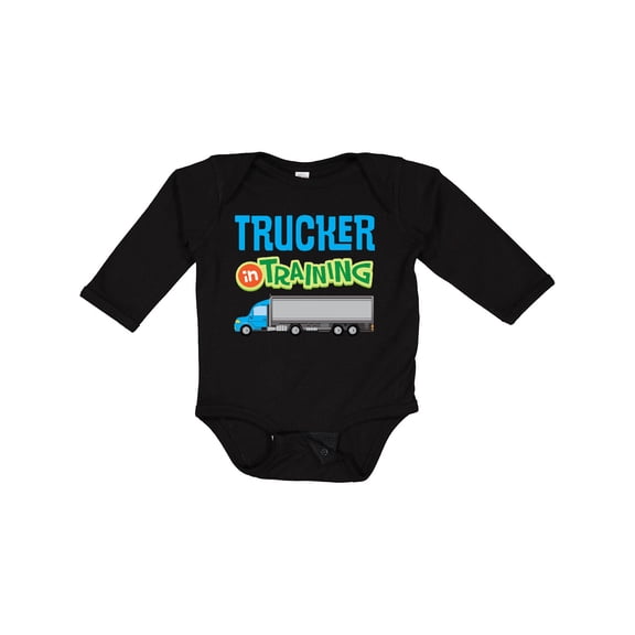 Inktastic Future Trucker in Training Boys Long Sleeve Baby Bodysuit