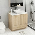 thumbnail image 3 of MONSLIPA 30 inch Bathroom Vanity with Sink, 2 Door Vanity Cabinet Sink Combo with Drawer, Oak, 3 of 8