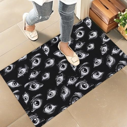 Gothic Evi Leye Indoor Door Mat 17x30 Inch Floor Doormat with Mystical Goth Design, for Porch Insider,Bedroom,Living Room Halloween Decor Rug Gifts.