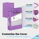 thumbnail image 5 of Carpeta de 3 anillas de 1,5 pulgadas, color morado, carpeta de 1 pulgada, cubierta transparente con 2 bolsillos interiores, suministros escolares de colores, oficina y hogar, de Enday, 5 of 5