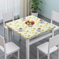 thumbnail image 3 of Small Yellow Lemon Fruits GreenLeaves Pattern Square Fitted Tablecloth with Elastic Edge,Square Table Cover,Washable Elastic Table Cover for Home Kitchen Party Decor 34"x34", 3 of 6