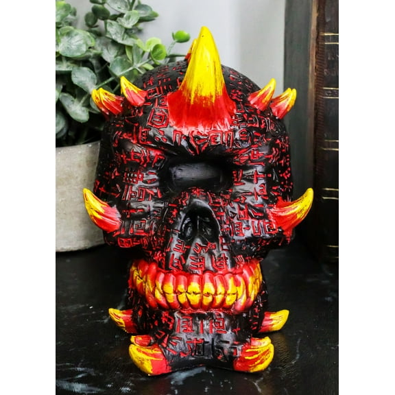 Hell Inferno Fire Cyclops Skull Statue Greek One Eyed Demon with Horns Figurine