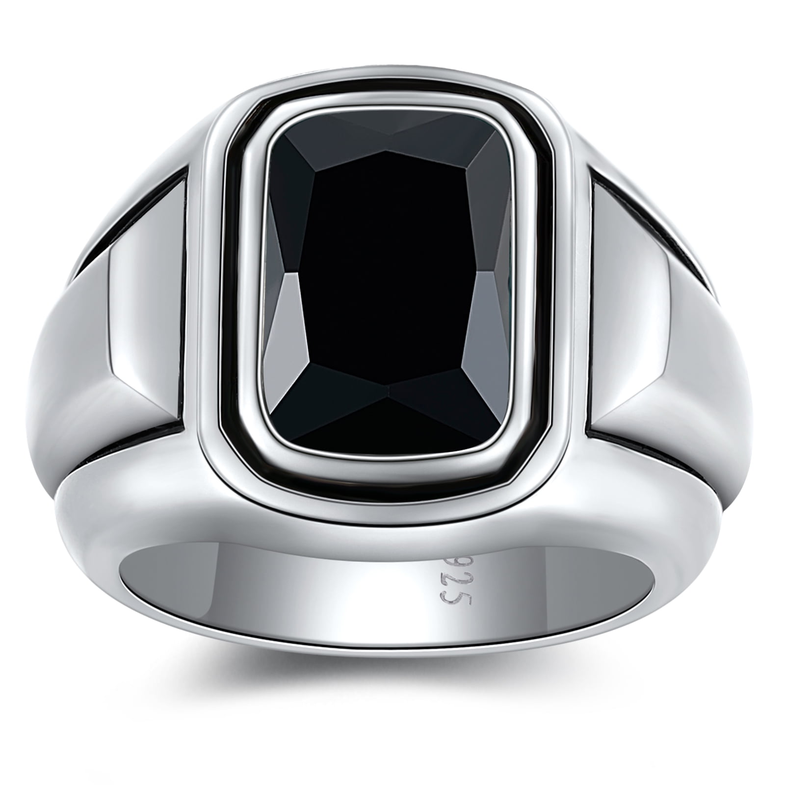 MEN SOLID 925 STERLING SILVER SQUARE BLACK ONYX VINTAGE RING SIZE 7-12*SR206