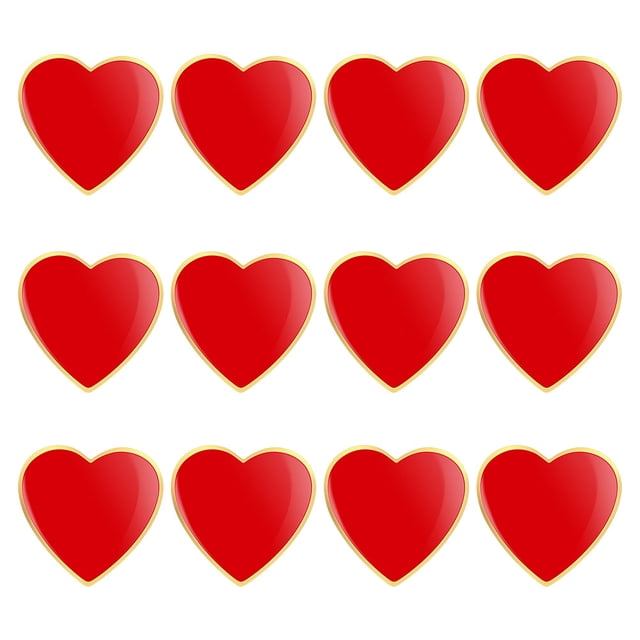 12 broches de corazón de San Valentín para mujer, broches rojos con forma de corazón, broches decorativos para ceremonia de boda, broche de aleación de zinc para ropa