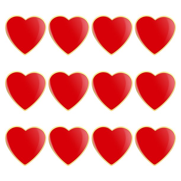 12 broches de corazón de San Valentín para mujer, broches rojos con forma de corazón, broches decorativos para ceremonia de boda, broche de aleación de zinc para ropa