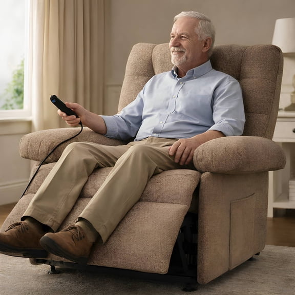 UHOMEPRO Electric Recliner Chair for Elderly Adults, Small Power Recliner with Wide Seat, Removable Armrests, Remote Control, Adjustable Backrest and Footrest for Small Spaces