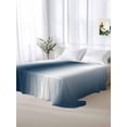 thumbnail image 5 of Ombre Dark Blue Full Size Flat Sheet, Wrinkleproof & Fadeproof Cooling Flat Bed Sheet Only, Gradient White Abstract Minimalist Stripe Breathable Soft Bedding Top Sheets 81 x 96 Inches, 5 of 8