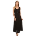 thumbnail image 5 of Sakkas Maya Floral Embroidered Sleeveless Button Up Rayon Dress - Black - L/XL, 5 of 5