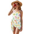 thumbnail image 2 of SEANATIVE One Piece Bathing Suit for Girls Mesh Cover-up Skirt Cutout One Shoulder Beach Swimsuits with Adjustable Strap, Size 13-14 Years Old, Colorful Easter Eggs Pattern, 2 of 7