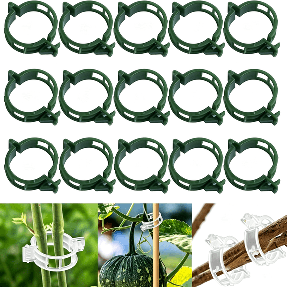 MISSMILE 50 Pcs Secured Plastic Plant Clip,Plant Support Clips,Garden Clips for Climbing Plants,Plastic Trellis Clips Plant Support Clips Tomato Grape Vine Vegetables Plant Fixing Clips (50,Green)