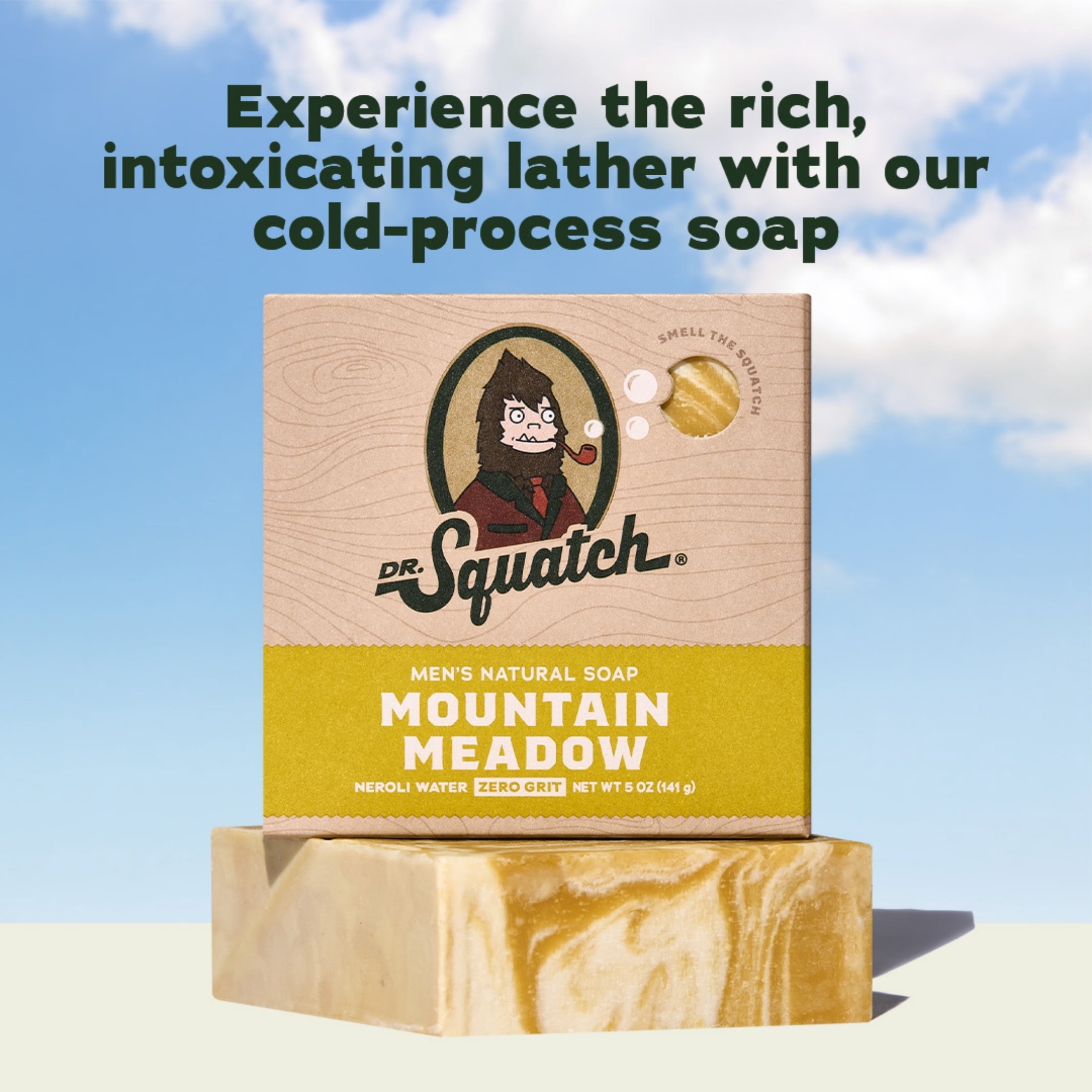 Dr. Squatch Mens Bar Soap, Natural Bar Soap for Men, Mountain Meadow, 5 Oz