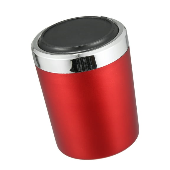 Unique Bargains Universal Car Ashtray Trash Can Cigarette Cylinder with Lid LED Light Portable Detachable Plastic Red