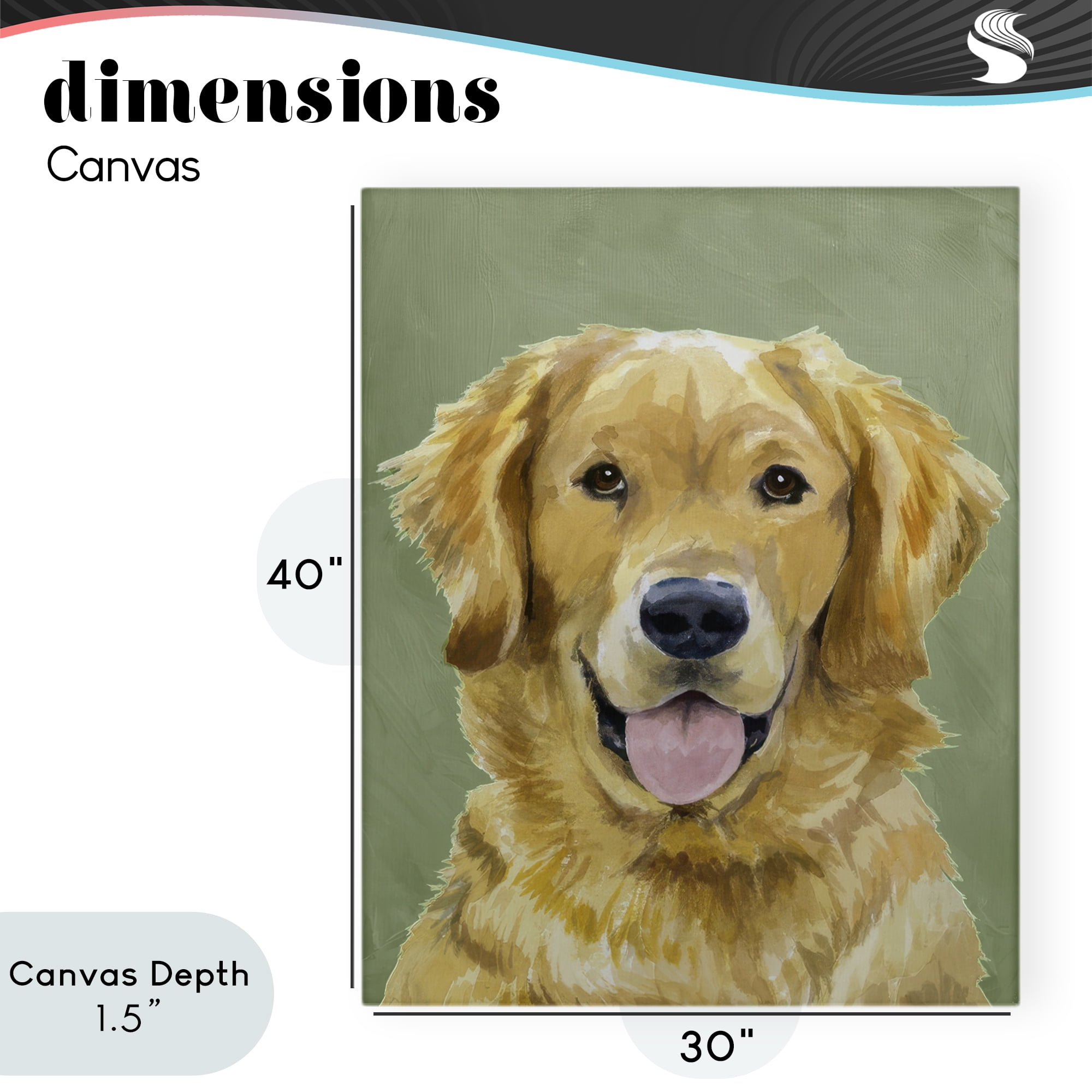 Stupell Industries Smiling Golden Retriever Portrait Canvas Wall Art, design by Lil' Rue