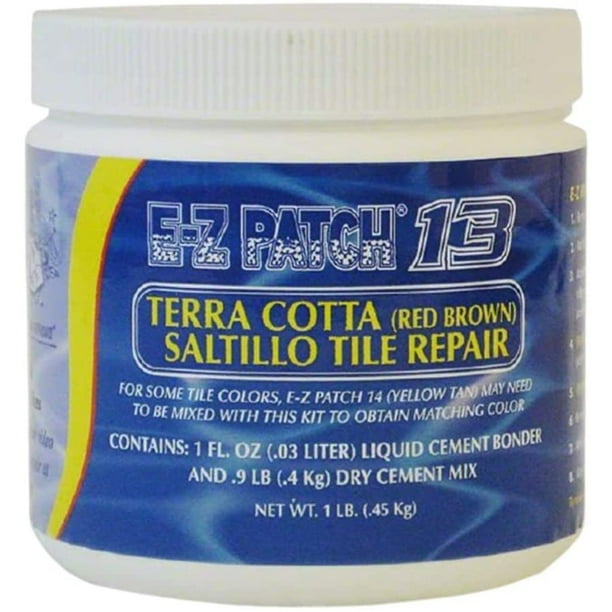 EZ Patch 13 Porcelain & Ceramic Tile Repair Kit DIY TerraCotta Tile Filler (RedBrown, 1 lb