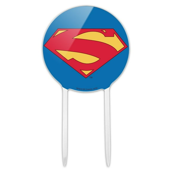 Acrylic Superman New 52 Shield Logo Cake Topper Party Decoration for Wedding Anniversary Birthday Graduation