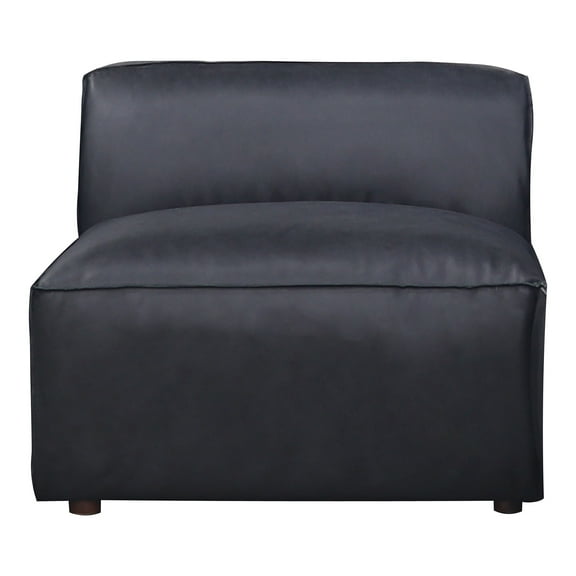 Moe's Home Collection Form Slipper Chair Vantage Black Leather Leather