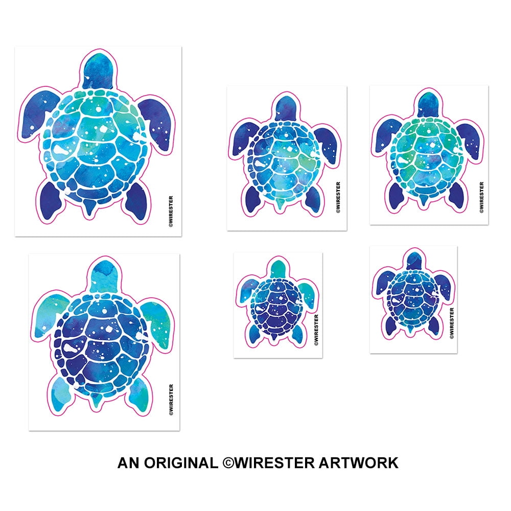 WIRESTER 5 Sets Vinyl Decal Sticker For Notebook, Ipad - Sea Turtles, 30 Pieces