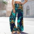 thumbnail image 6 of BiZtdJrK High Waisted Wide Leg Pants for Women Boho Printed Drawstring Loose Casual Pants Flowy Beach Vacation Pants with Pockets Multicolor M, 6 of 9