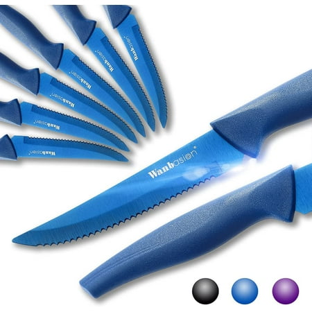 

Wanbasion Blue 8-Piece Steak Knife Set Dishwasher Safe Steak Knife Set Stainless Steel Kitchen Steak Knife Set Sharp - Scratch Resistant