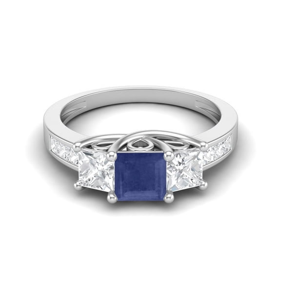 Mooneye 2.75 Cts Square Blue Sapphire 925 Sterling Silver Women Valentines Day Gift Ring