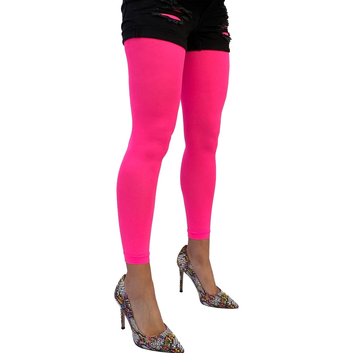 Neon Pink Opaque Footless Tights for 