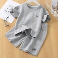 thumbnail image 4 of Nmmacb 4-11 Ans Ensemble T-Shirt Unisexe Couleur Unie Manches Courtes Col Rond T-Shirt en Coton Bermuda Confortable, 4 of 7