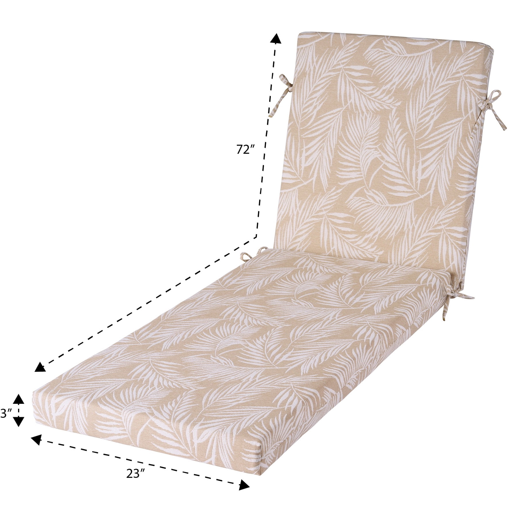 Better Homes & Gardens 72" x 23" Outdoor Chaise Lounge Cushion, 1-Piece, Palm Tan