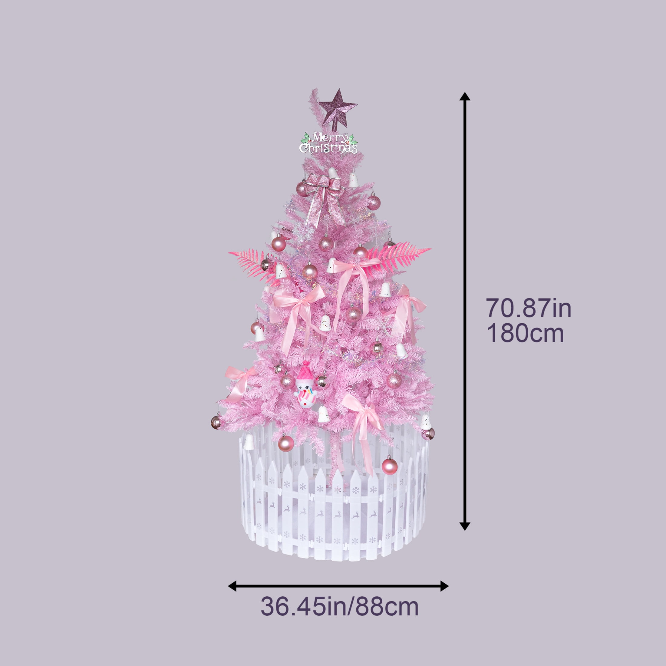 Noble House 6FT Artificial Christmas Pencil Tree with Energy-Saving LED Lights, Slim Holiday Tree, Pink
