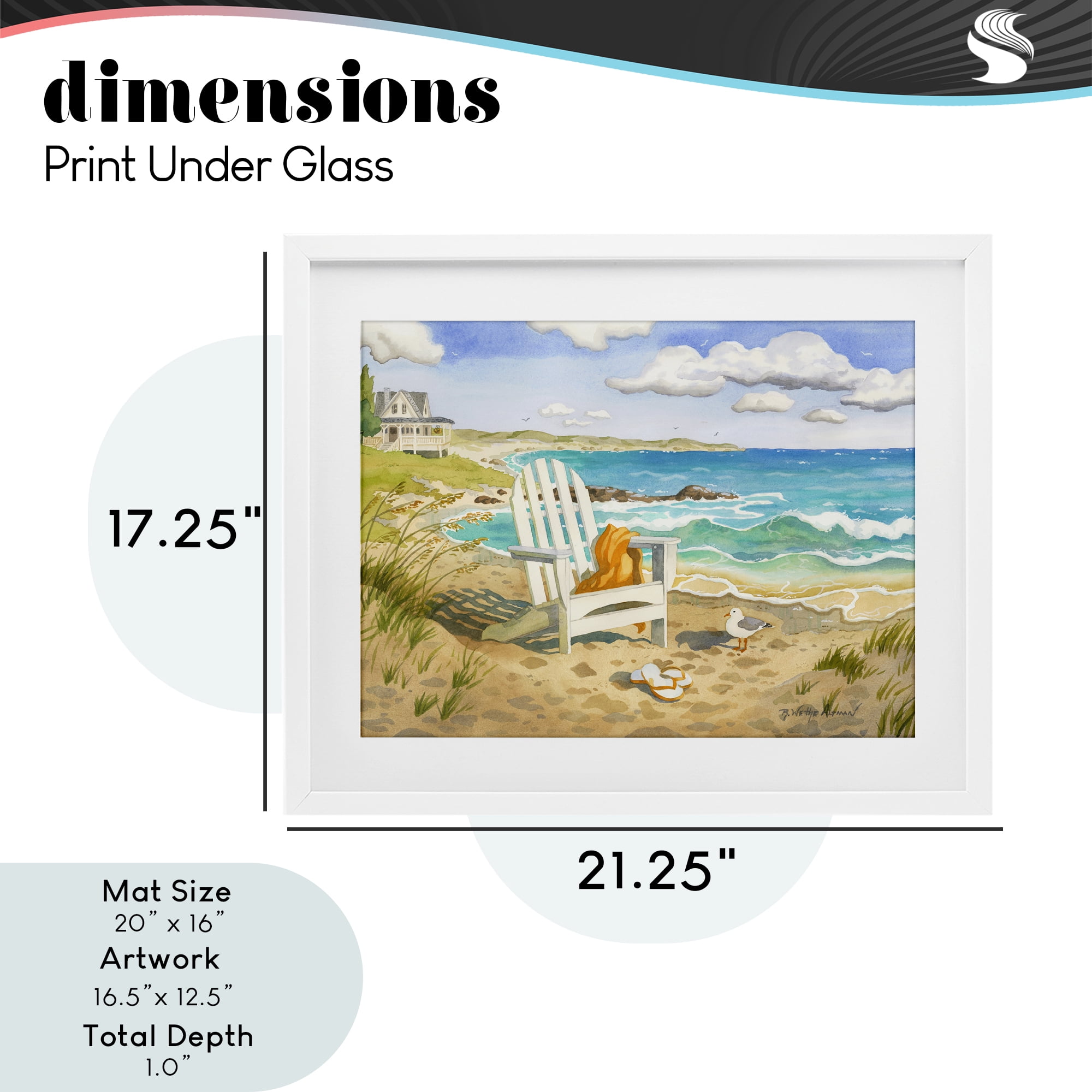 Stupell Industries Waiting For You by Beach White Framed Print Under Glass, design by Robin Altman