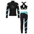thumbnail image 2 of TSSOE Kids Girls Figure Ice Skating Gym Training Suit Long Sleeve Jacket Sleeveless Crop Top with Blue Green 10, 2 of 5