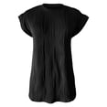 thumbnail image 4 of Tiqkatyck Women Summer Tops, Women's Fashion Short Sleeve Solid Color Round Neck Loose T Shirts, Shirts for Women Black L, 4 of 6