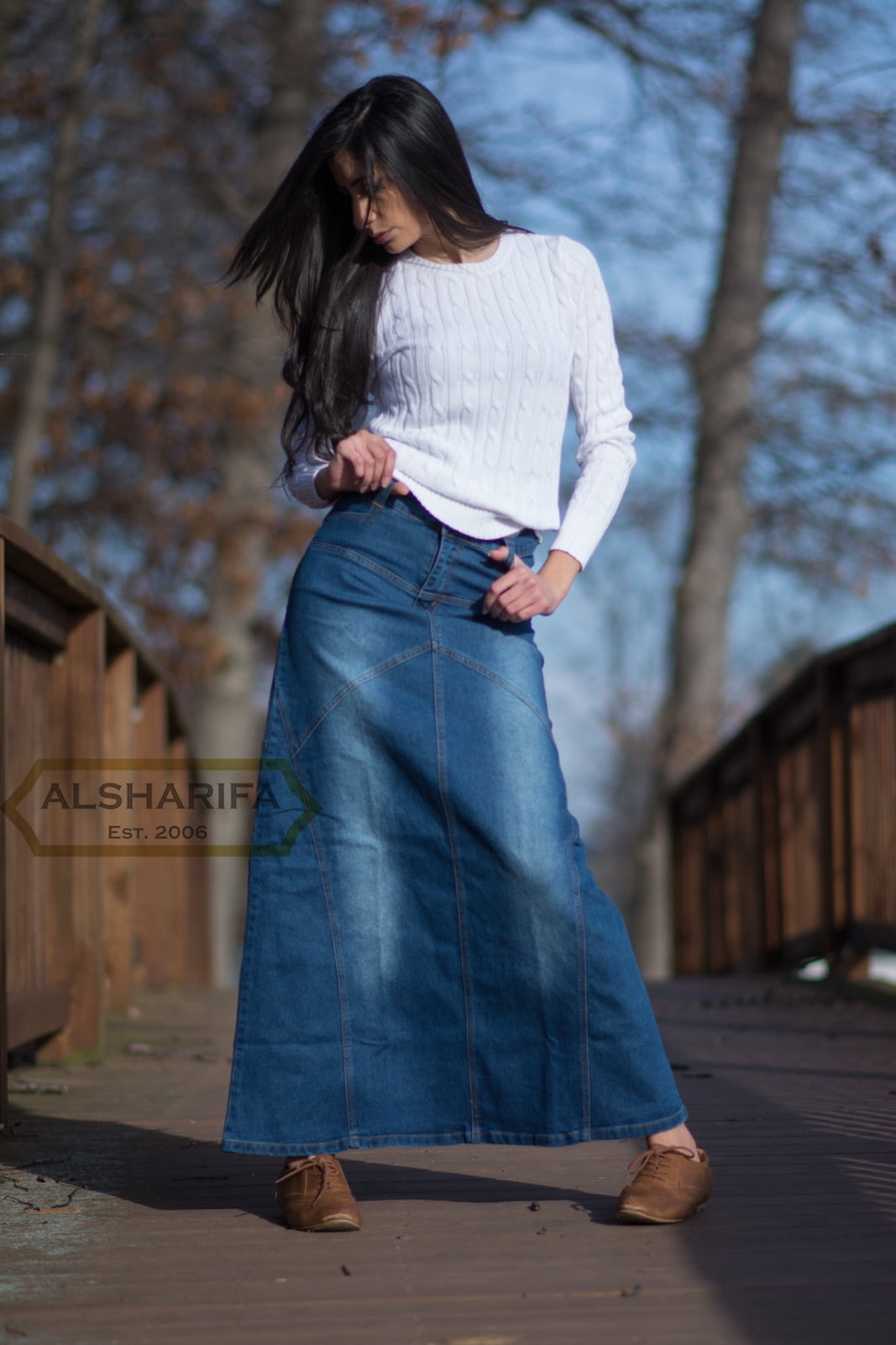 39 Long Denim Skirt, Women Denim Skirt