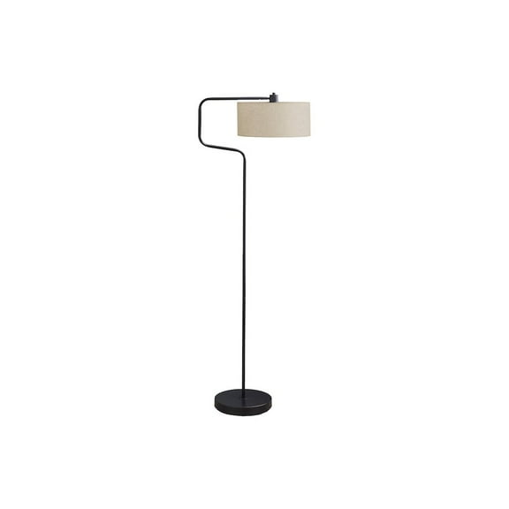 Lighting - 61"h - Floor Lamp - Black Metal - Beige Shade - Contemporary - Modern