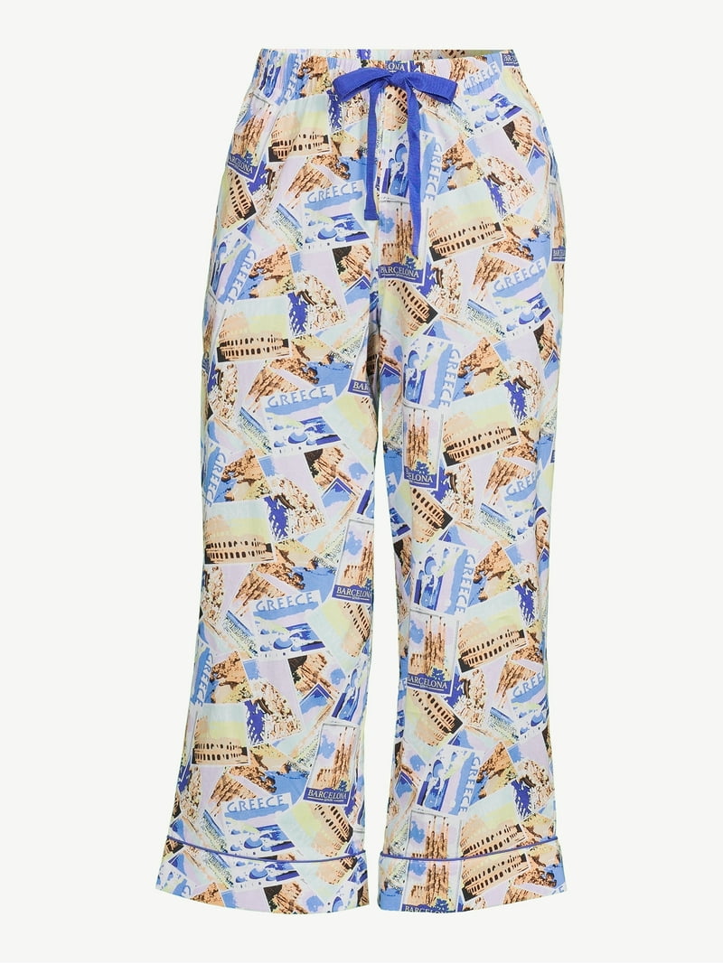 【threetimes】25ss Cotton pajama pants Joyspun Woven Capri Pajama Pants - Cotton Poplin - Walmart.com