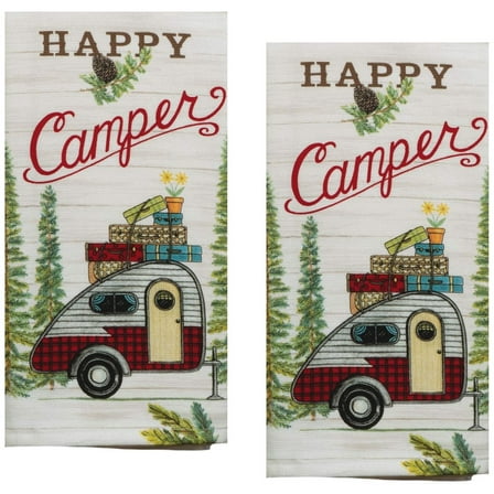 Set of 2 Happy Camper Scenic Route Terry Towels by Kay Dee Designs - 16" x 26" Dual Purpose Kitchen Towels