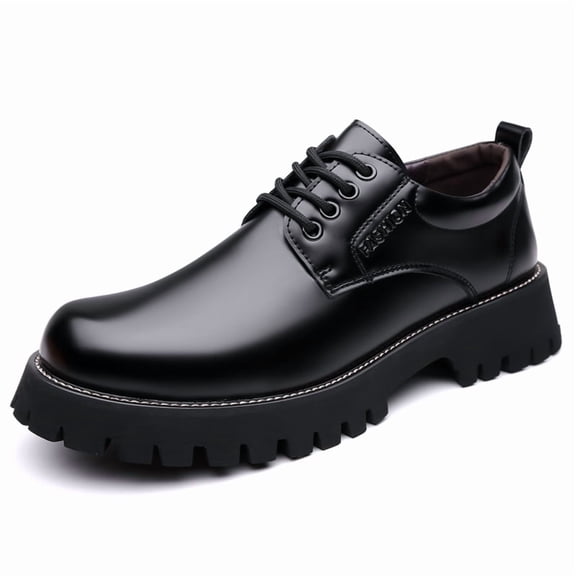 Men's Platform Lace-Up Leather Shoes