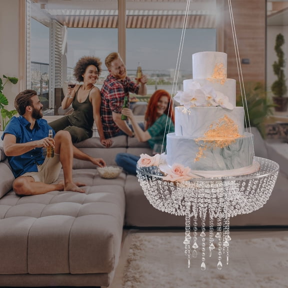 60CM Swing Cake Rack Stunning Sparkling Chandelier Stand Suspended Cake Acrylic