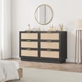 thumbnail image 1 of Garvee Commode en Rotin à 6 Tiroirs, Commode en Bois Naturel, pour Chambre, Couloir, Entrée, Garde-Robe, Noir, 1 of 6